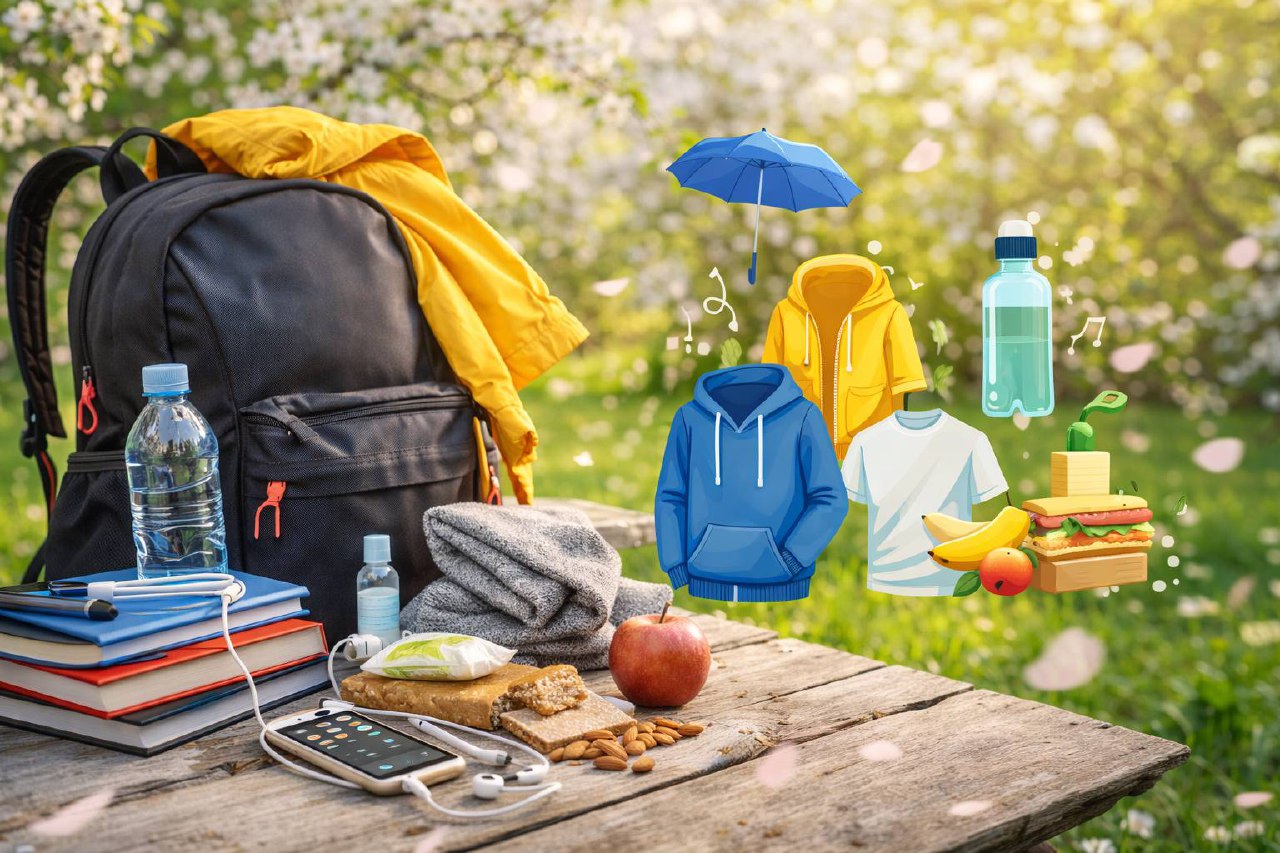 Что брать с собой школу весной?