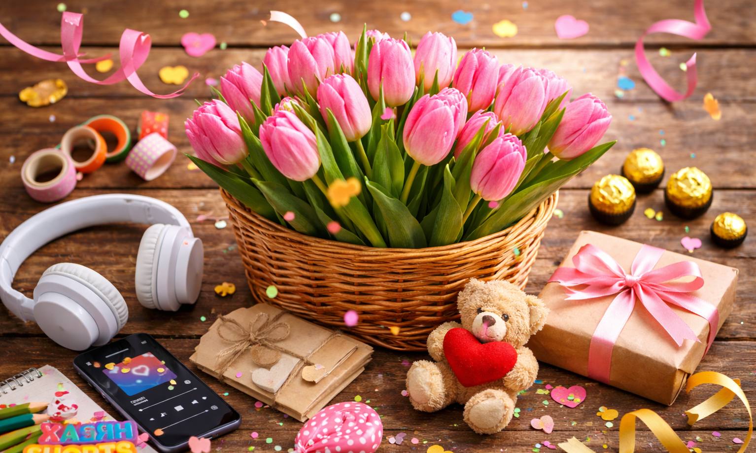 Дарим букет тюльпанов!